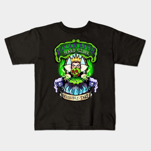 Poison Apple Hard Cider Kids T-Shirt by MonicaLaraArt